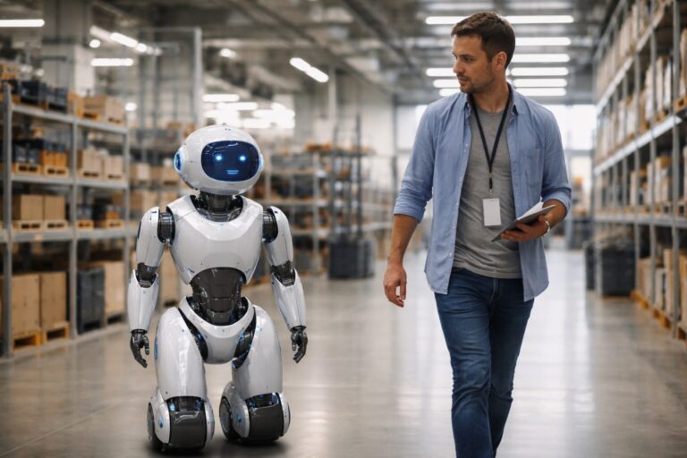 physical AI umana in un robot che anticipa movimento e stress di una persona